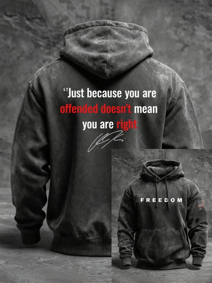 Charlie Kirk Freedom Hoodie Just Because You Are Offended Signed CK Merch Memorial Gifts - Lilybirchmarket