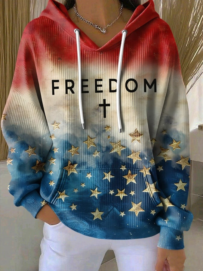 Charlie Kirk Freedom Hoodie USA Flag Star Tribute To Charlie Kirk Merch Faith Gifts - Lilybirchmarket
