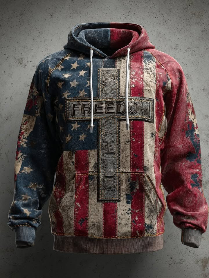 Charlie Kirk Freedom Hoodie Vintage Old Retro American Flag Charlie Kirk Memorial Merch - Lilybirchmarket