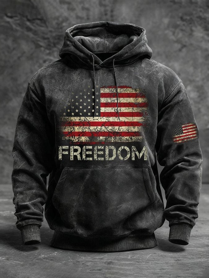 Charlie Kirk Freedom TPUSA Washed Hoodie American Flag The Charlie Kirk Show Merch Clothes - Lilybirchmarket