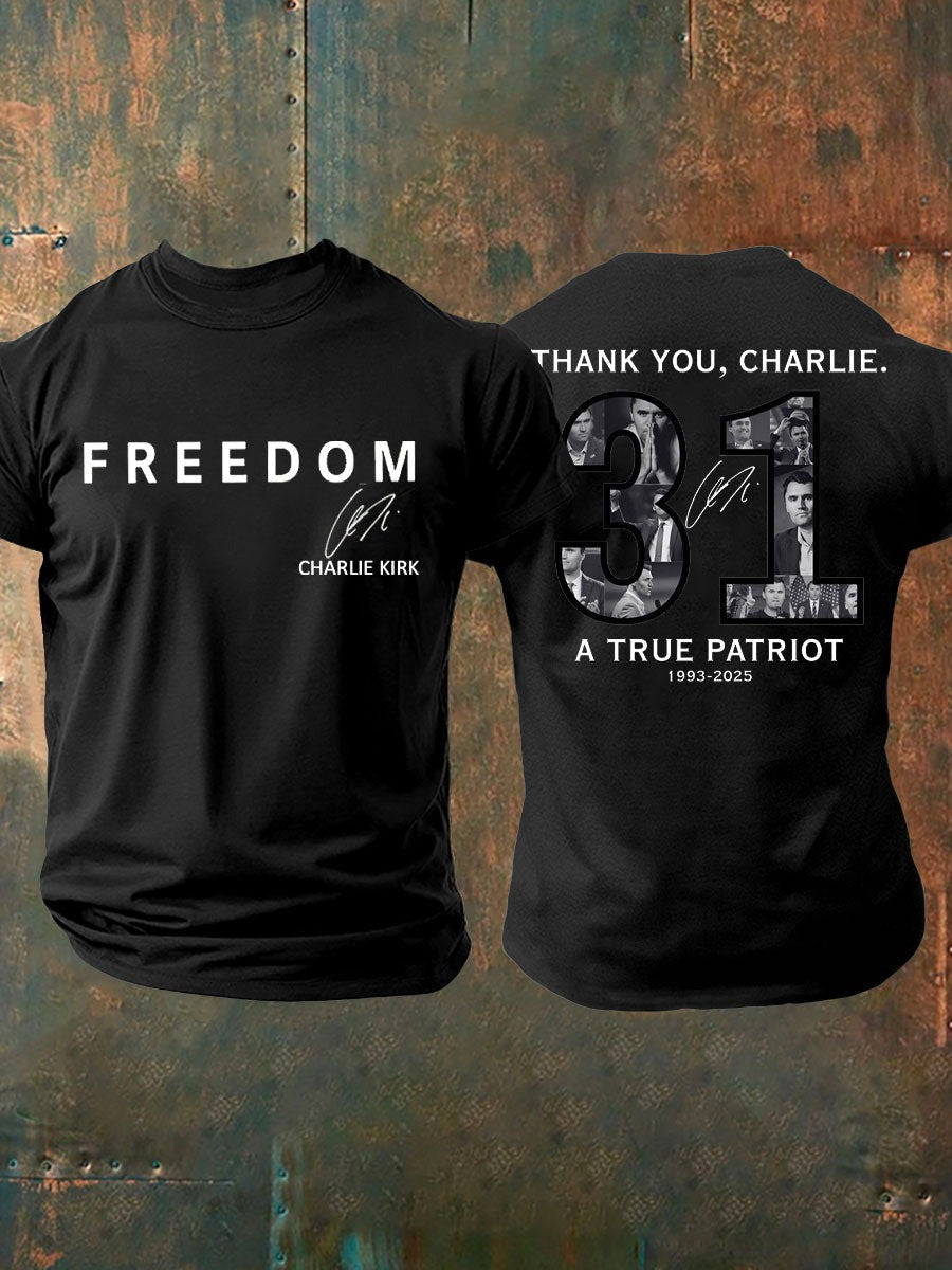 Charlie Kirk Freedom Waffle Hoodie Thank You Charlie A True Patriot Signed CK Clothing - Lilybirchmarket