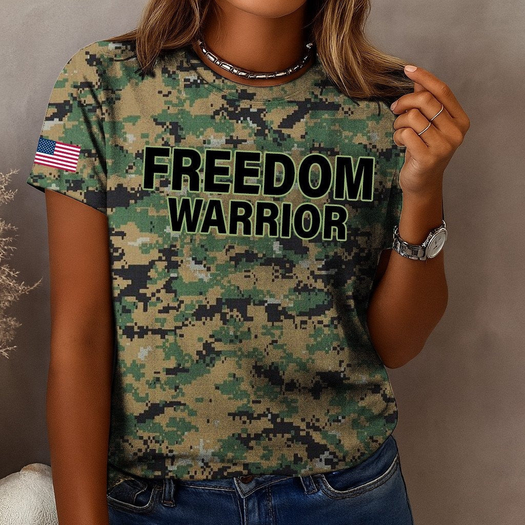 Charlie Kirk Freedom Warrior Camo T-Shirt Charlie Kirk Memorial Shirt For Trump Supporters - Lilybirchmarket