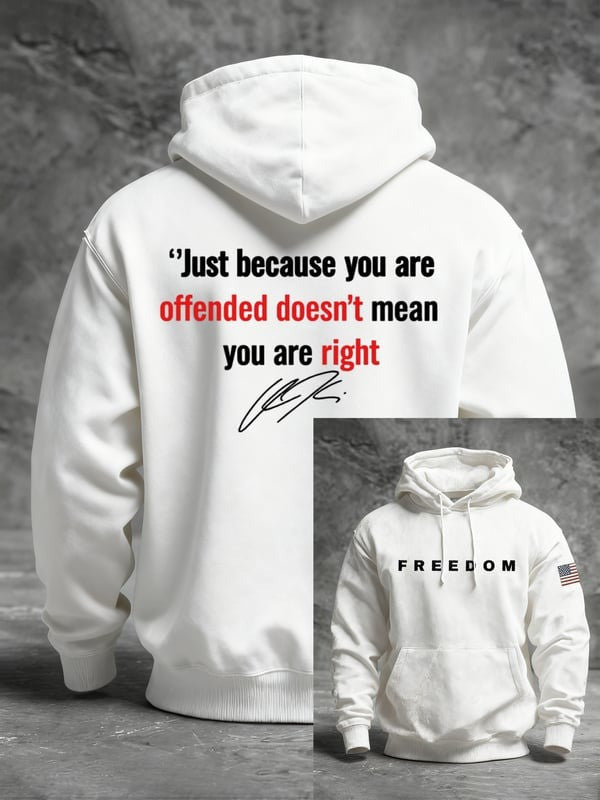 Charlie Kirk Freedom White Hoodie Just Because You Are Offended Signed CK Clothing Gifts - Lilybirchmarket