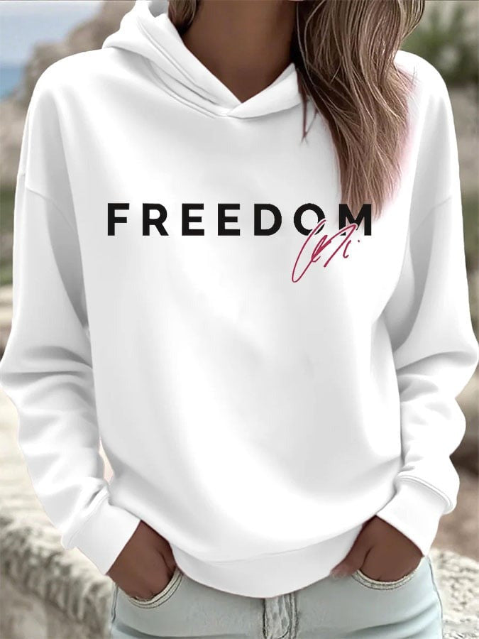 Charlie Kirk Freedom White Hoodie Signature Charlie Kirk Signed Conservative Clothing - Lilybirchmarket