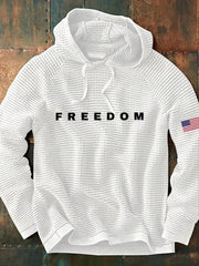 Charlie Kirk Freedom White Waffle Hoodie Turning Point USA Charlie Kirk Freedom Clothing - Lilybirchmarket