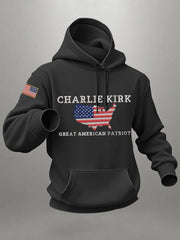 Charlie Kirk Great American Patriot Hoodie Tribute To Charlie Kirk Clothes Tribute Gifts - Lilybirchmarket
