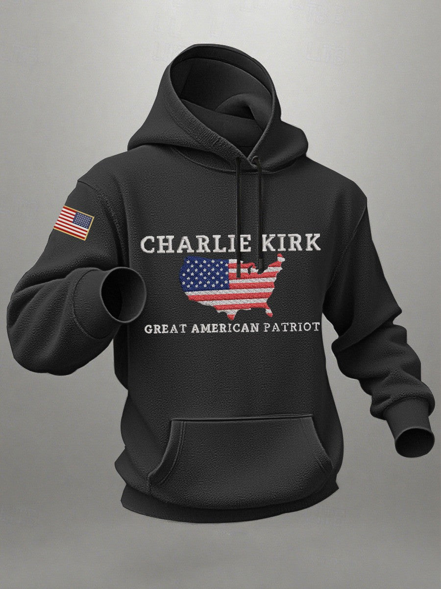 Charlie Kirk Great American Patriot Hoodie Tribute To Charlie Kirk Clothes Tribute Gifts - Lilybirchmarket