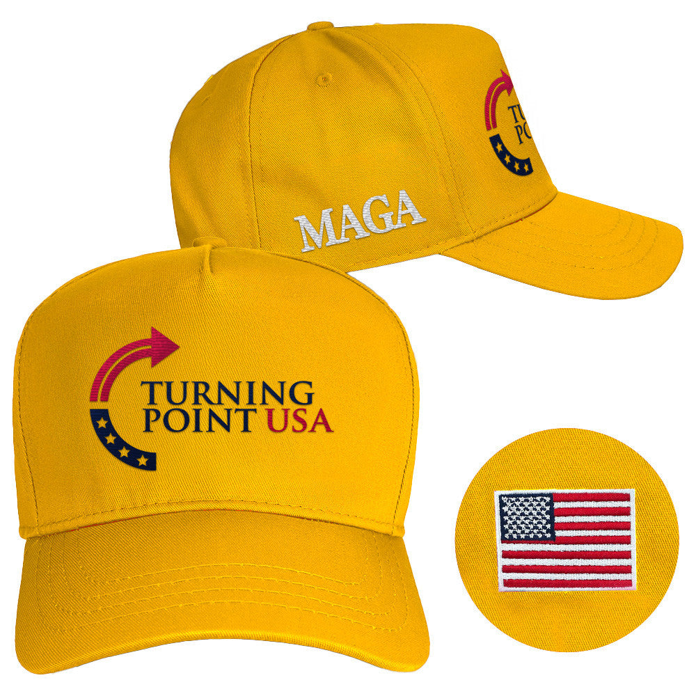 Charlie Kirk Hat Embroidered Turning Point USA Hat MAGA Gold Cap Patriot Gifts - Lilybirchmarket