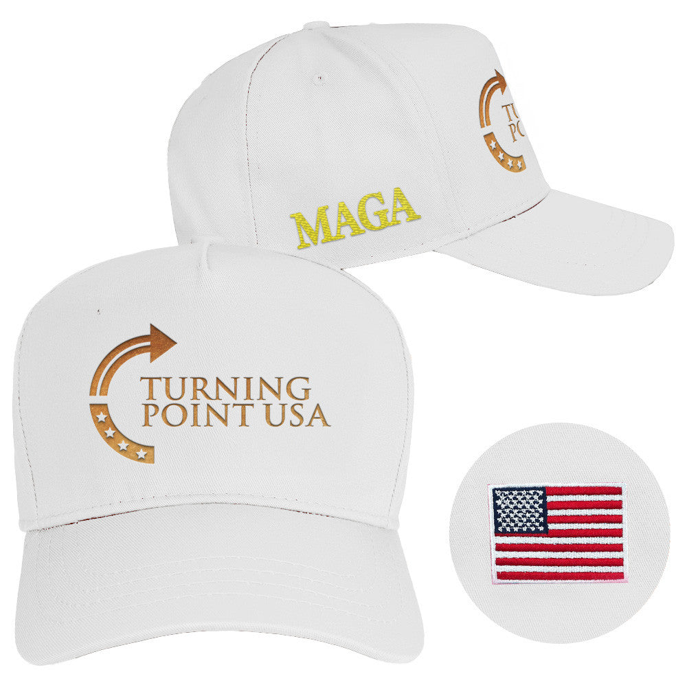 Charlie Kirk Hat Embroidered Turning Point USA Hat MAGA White Cap Father Gifts - Lilybirchmarket