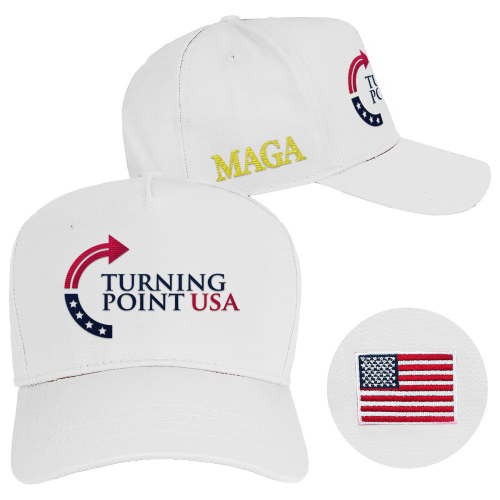 Charlie Kirk Hat Embroidered Turning Point USA Hat MAGA White Cap Supporters Gifts - Lilybirchmarket
