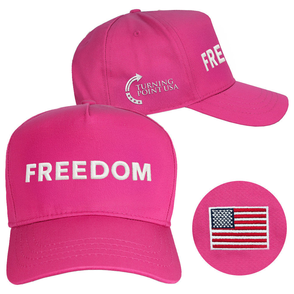 Charlie Kirk Hat Freedom Hat Pink Embroidered Turning Point USA Merch Charlie Kirk Merch - Lilybirchmarket