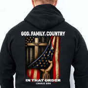 Charlie Kirk Hoodie God Family Country In That Order American Flag RIP Charlie Kirk Merch - Lilybirchmarket