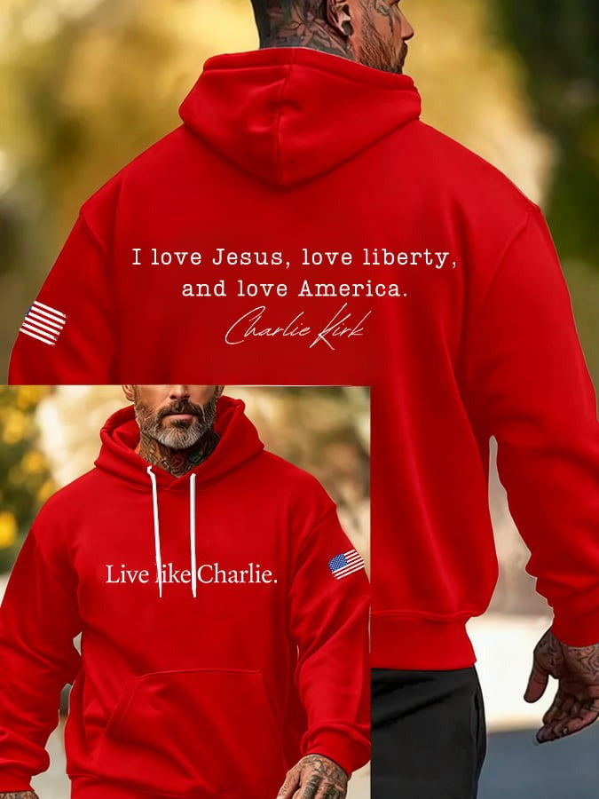 Charlie Kirk Hoodie Live Like Charlie I Love Jesus Love Freedom Love America Clothing - Lilybirchmarket