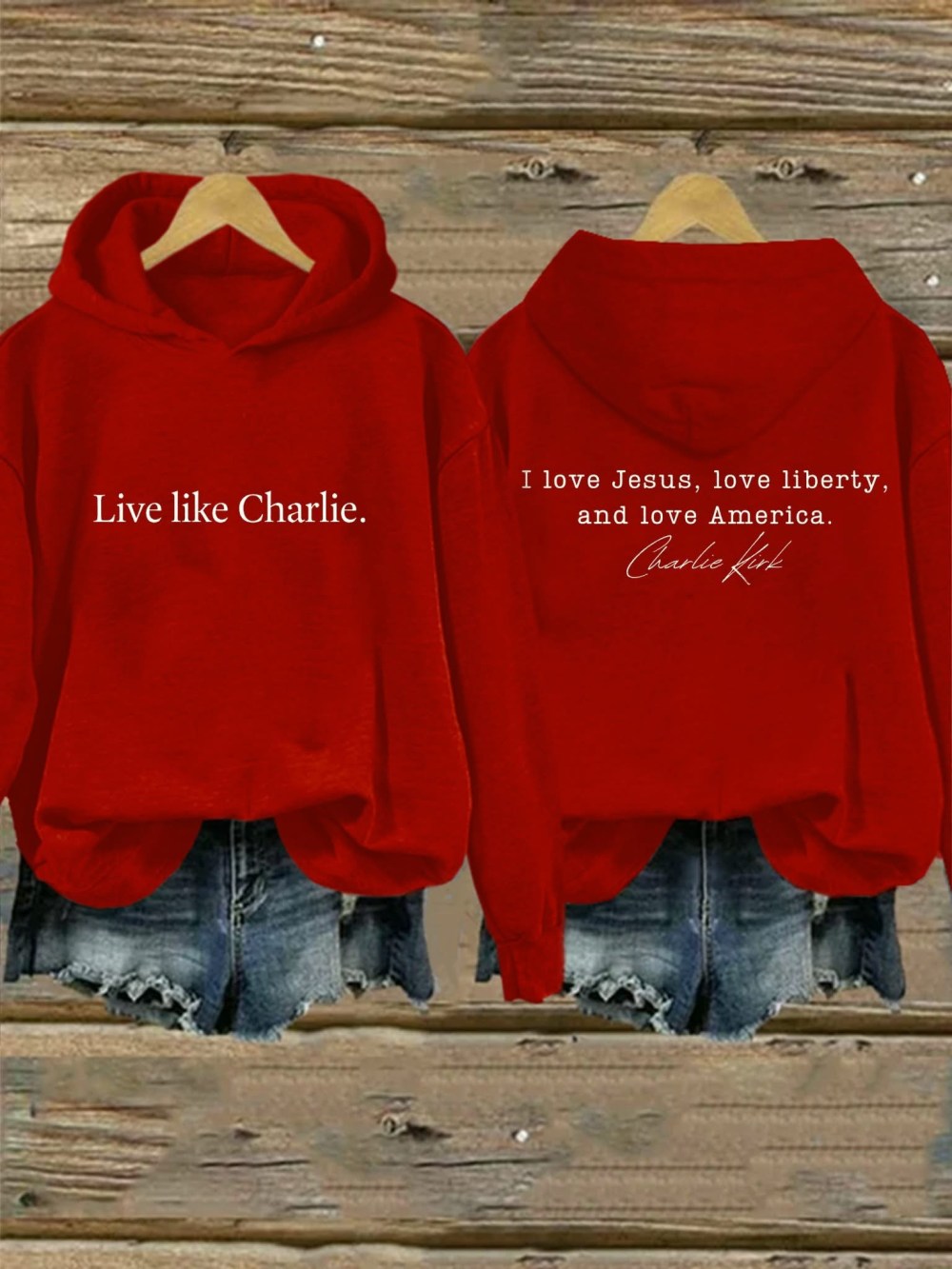 Charlie Kirk Hoodie Live Like Charlie Love Jesus Love Liberty Love American Memorial Merch - Lilybirchmarket