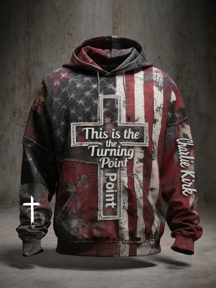 Charlie Kirk Hoodie This Is The Turning Point TPUSA Merch Faith Vintage American Flag - Lilybirchmarket