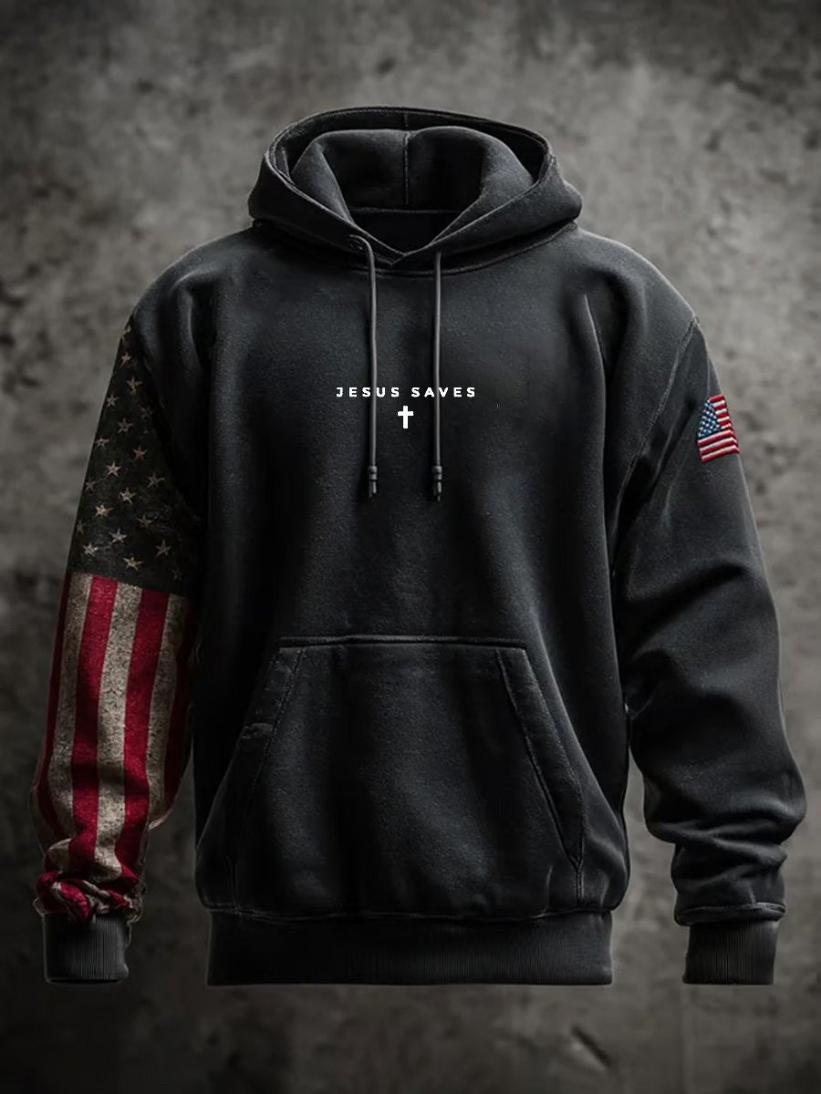 Charlie Kirk Jesus Saves Hoodie American Flag Tribute To Charlie Kirk Merch Faith Gifts - Lilybirchmarket
