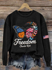 Charlie Kirk Merch Butterfly Freedom Commemorative Sweatshirt Charlie Kirk Sweatshirt - Lilybirchmarket