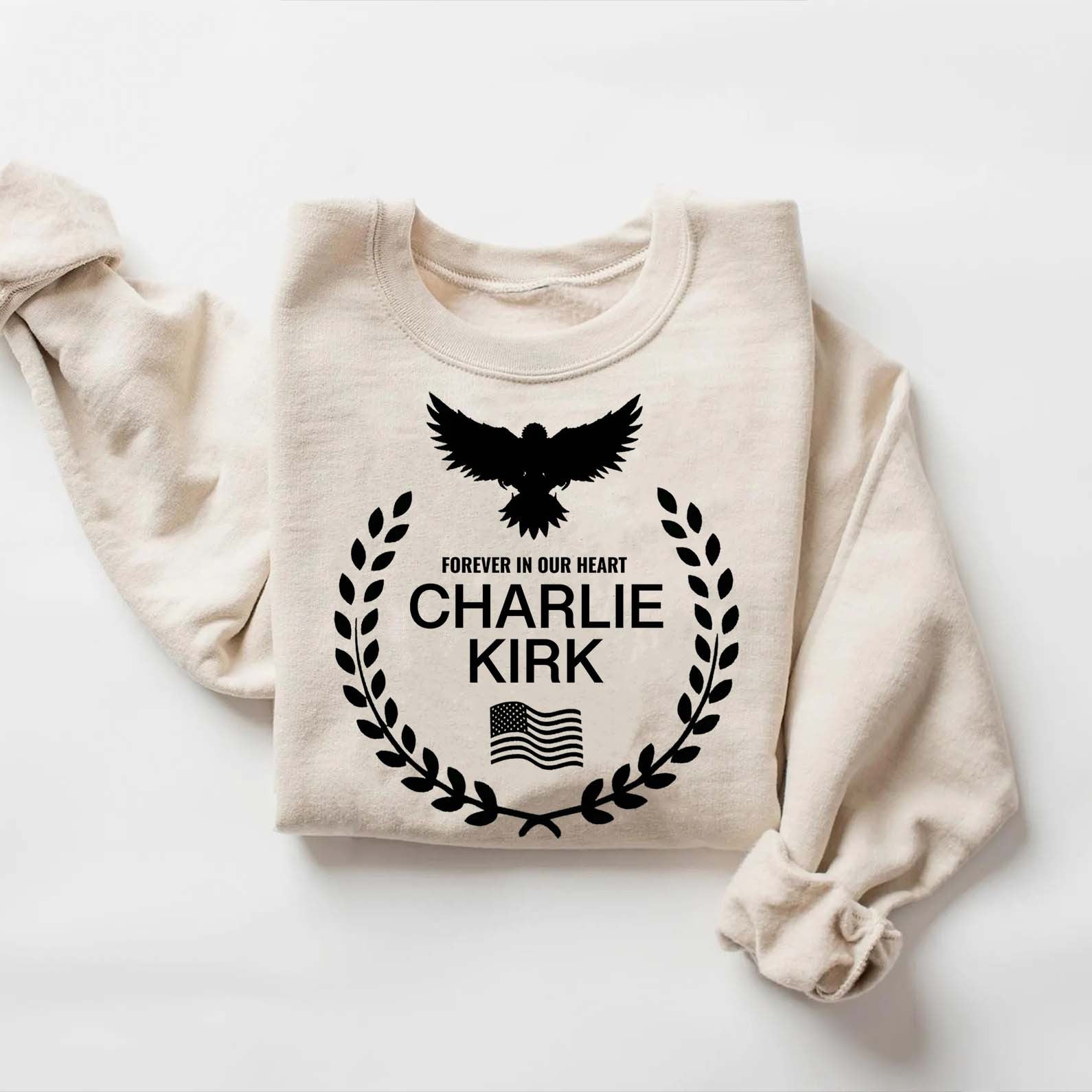 Charlie Kirk Merch Charlie Kirk Memorial Sweatshirt Forever In Our Heart Tribute Sweatshirt - Lilybirchmarket