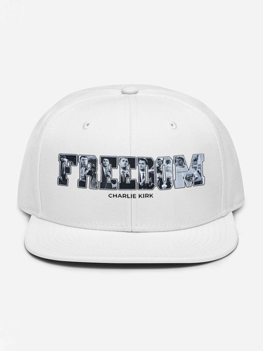 Charlie Kirk Merch Freedom Charlie Kirk Snapback Hat A True Patriot Memorial Hat Dad Gifts - Lilybirchmarket
