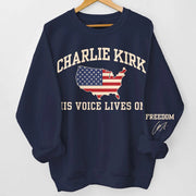 Charlie Kirk Merch Freedom Charlie Kirk Sweatshirt His Voice Live On Sweatshirt Memorial Gifts - Lilybirchmarket