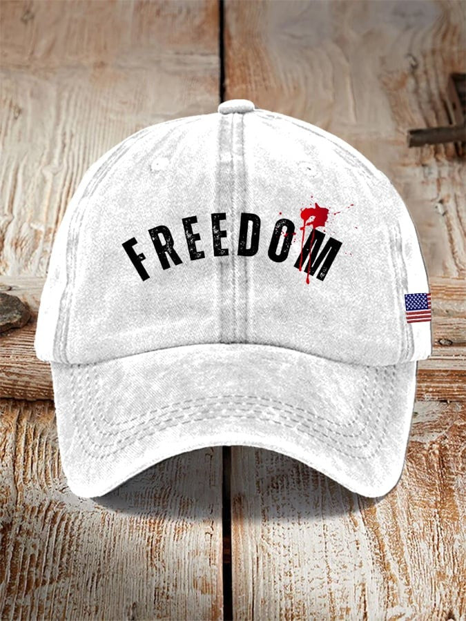 Charlie Kirk Merch Freedom Print Hat White Gifts For Patriots - Lilybirchmarket