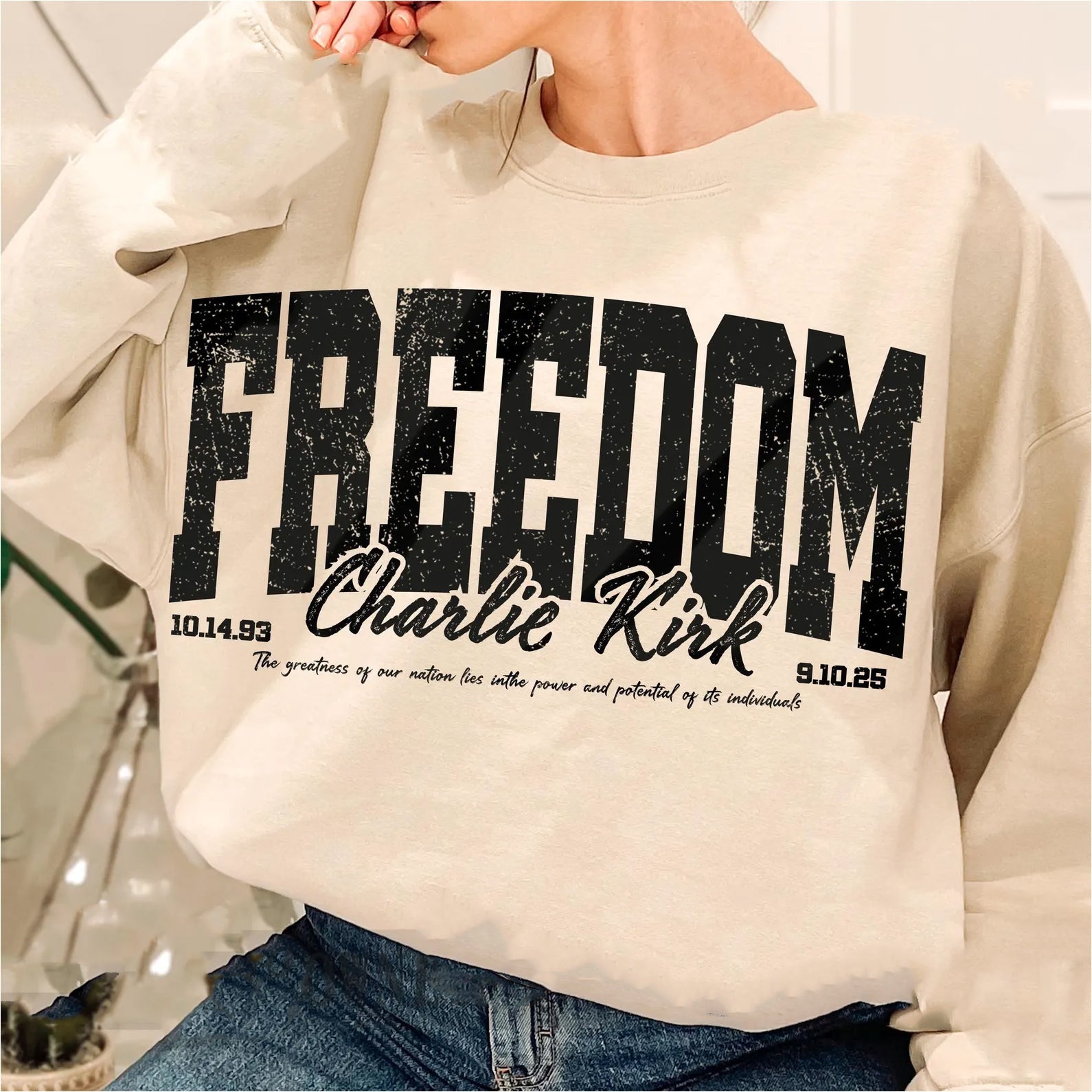 Charlie Kirk Merch Freedom Sweatshirt RIP Charlie Kirk Sweatshirt Gifts For Girlfriend - Lilybirchmarket