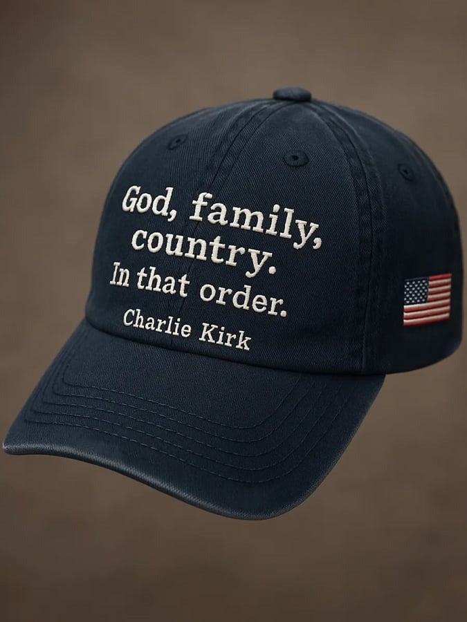 Charlie Kirk Merch God Family Country In That Order Resort Embroidered Hat Gifts For Patriots - Lilybirchmarket
