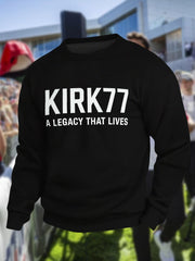Charlie Kirk Merch Men's Kirk77 A Legacy That Lives Crew Neck Sweatshirt Gifts For Patriots - Lilybirchmarket