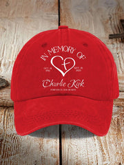 Charlie Kirk Merch Retro Forever In Our Hearts Print Baseball Cap Gifts For Patriots - Lilybirchmarket
