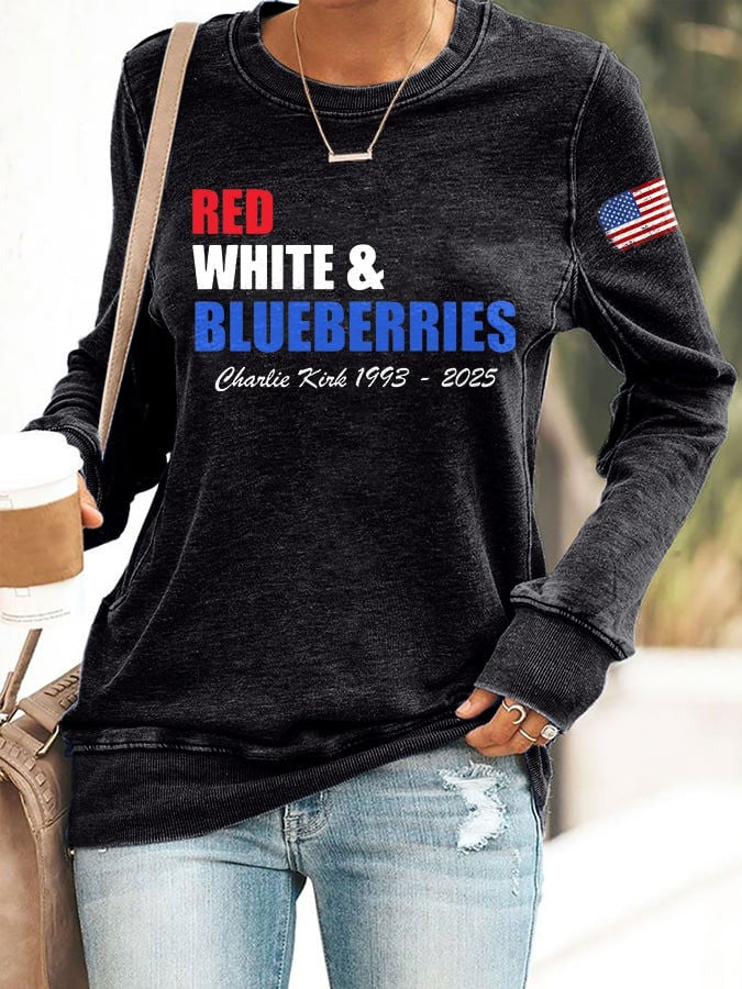 Charlie Kirk Merch Retro Red White And Blueberries Sweatshirt Charlie Kirk Memories Shirt - Lilybirchmarket