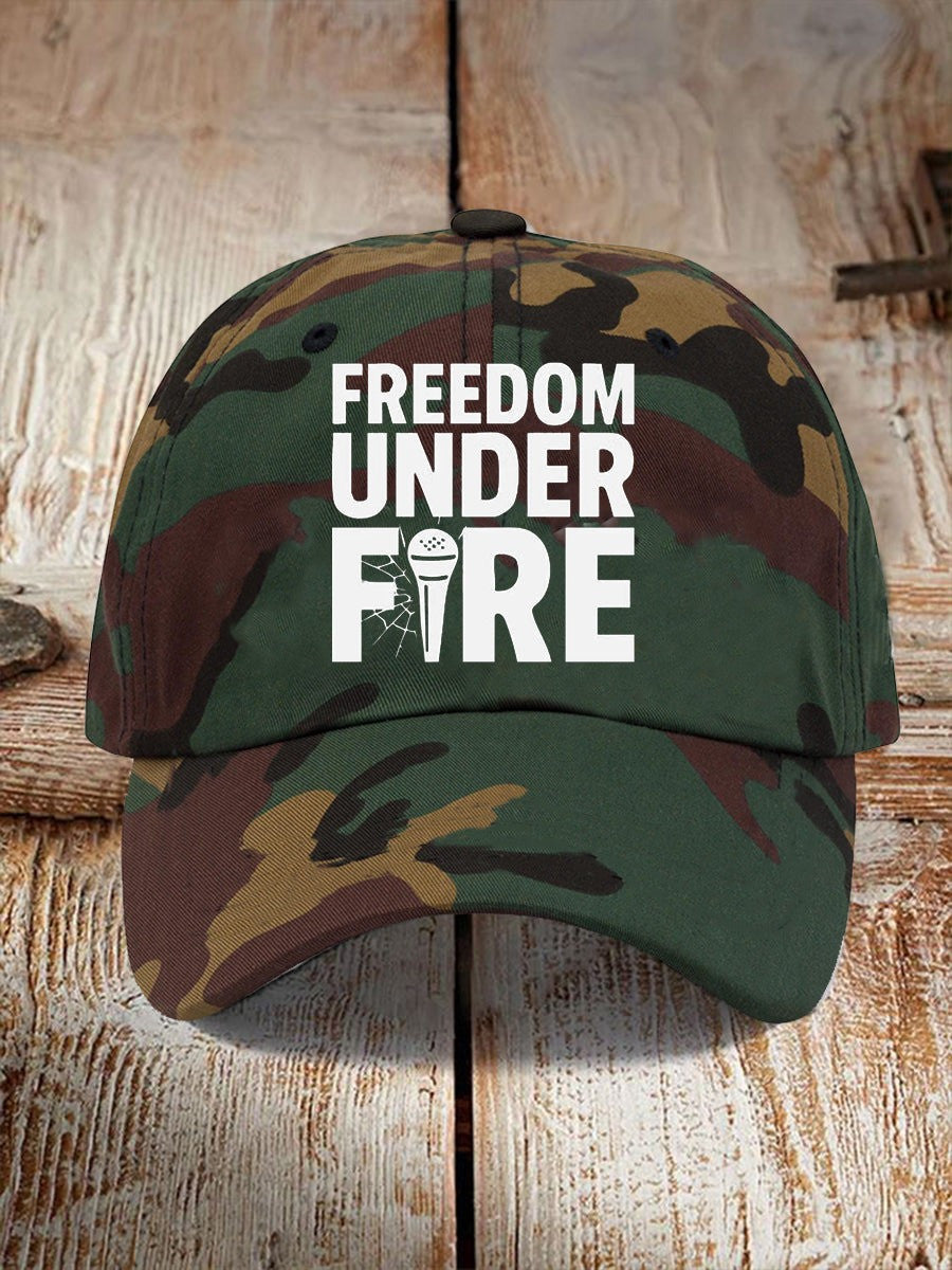 Charlie Kirk Merch Unisex Freedom Under Fire Print Hat Gifts For Patriots - Lilybirchmarket