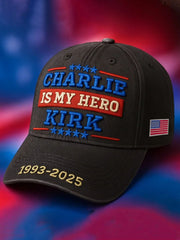 Charlie Kirk Merch Unisex Retro Charlie Is My Hero Kirk 1993-2025 Printed Hat Gifts For Patriots - Lilybirchmarket