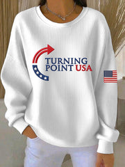 Charlie Kirk Merch Women's Charlie Kirk Turning Point USA Trump Commemorative Sweatshirt Gifts For Patriots - Lilybirchmarket