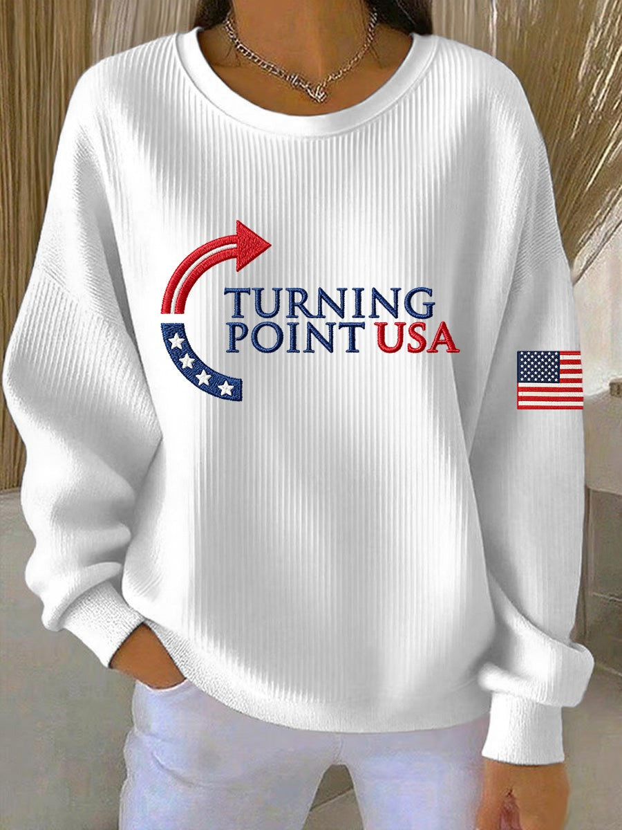 Charlie Kirk Merch Women's Charlie Kirk Turning Point USA Trump Commemorative Sweatshirt Gifts For Patriots - Lilybirchmarket