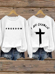 Charlie Kirk Merch Women's Freedom American Flag Print Waffle Hoodie Gifts For Patriots - Lilybirchmarket