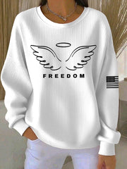 Charlie Kirk Merch Women's Freedom Printed Sweatshirt Gifts For Patriots - Lilybirchmarket
