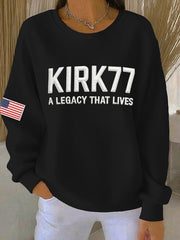 Charlie Kirk Merch Women's Kirk77 A Legacy That Lives Print Casual Shirt Gifts For Patriots - Lilybirchmarket