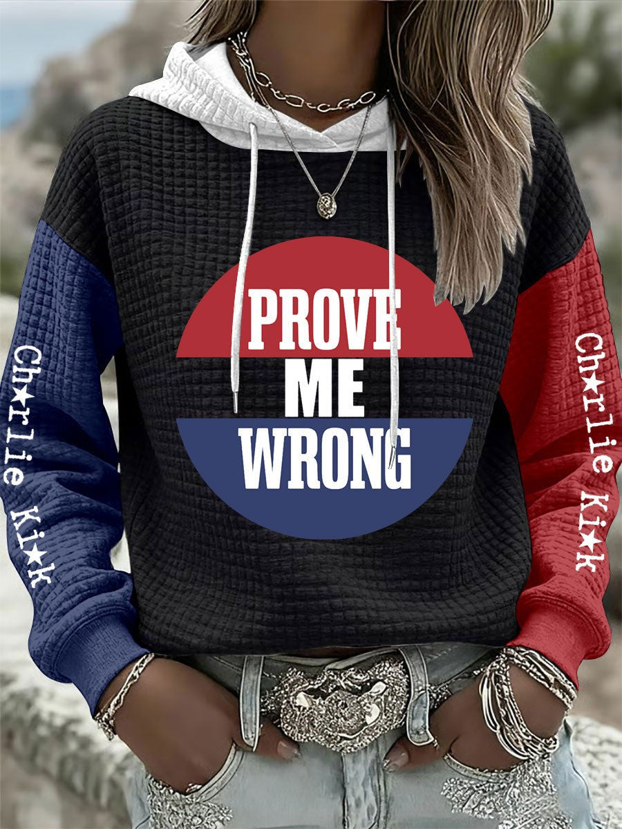 Charlie Kirk Prove Me Wrong Waffle Hoodie Turning Point USA Merch Apparel Store Gifts - Lilybirchmarket