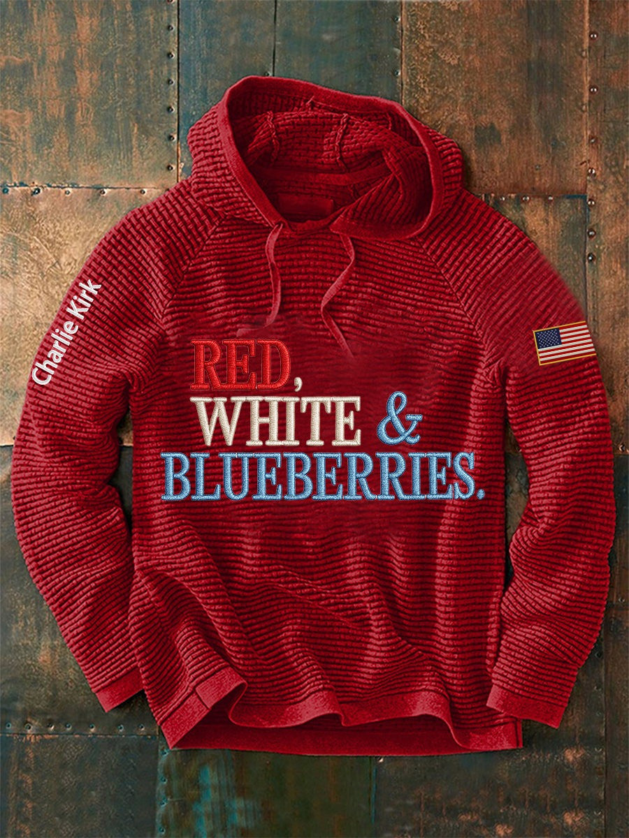 Charlie Kirk Red White And Blueberries Waffle Hoodie Clothes Charlie Kirk Memorial Apparel - Lilybirchmarket