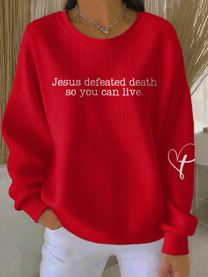 Charlie Kirk Shooters Sweatshirt Red Jesus Defeated Death So You Can Live Sweatshirt - Lilybirchmarket