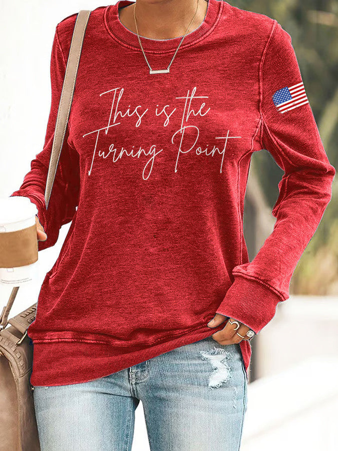 Charlie Kirk Shooters Sweatshirt Red Retro This Is The Turning Point Print Sweatshirt - Lilybirchmarket