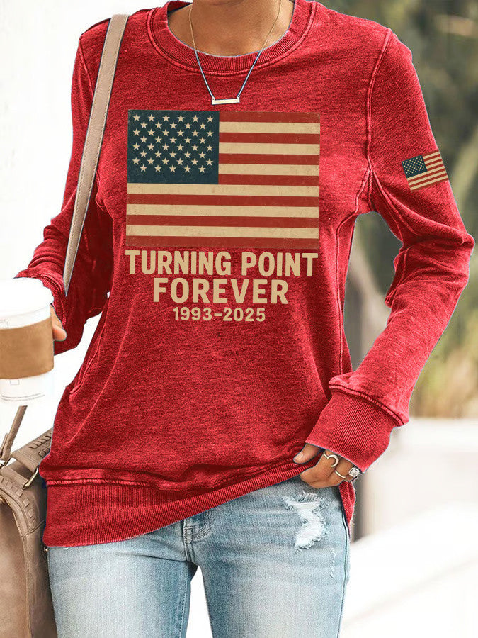 Charlie Kirk Shooters Sweatshirt Red Women's Turning Point Forever 1993 2025 Sweatshirt - Lilybirchmarket