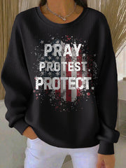 Charlie Kirk Shooters Sweatshirt Retro Pray Protest Protect Print Sweatshirt - Lilybirchmarket