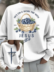 Charlie Kirk Sweatshirt He's On A Work Trip With Jesus Sweatshirt Patriotic Gifts For Her - Lilybirchmarket