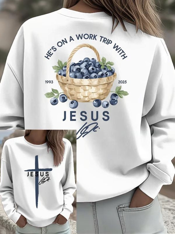 Charlie Kirk Sweatshirt He's On A Work Trip With Jesus Sweatshirt Patriotic Gifts For Her - Lilybirchmarket