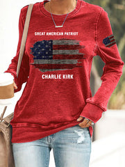 Charlie Kirk Sweatshirt Red Great American Patriotic Sweatshirt Charlie Kirk Shooters Merch - Lilybirchmarket