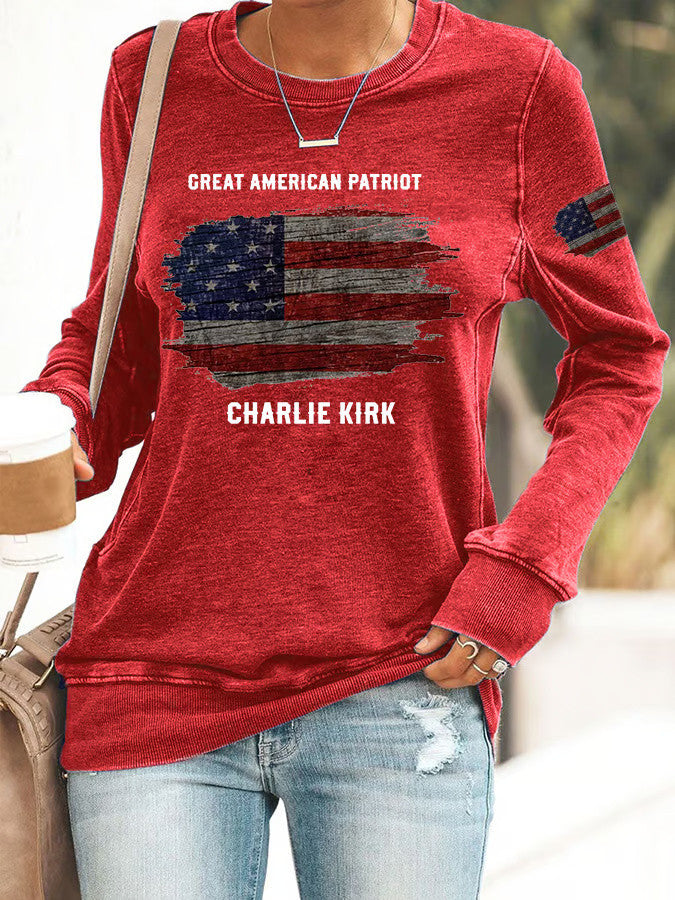 Charlie Kirk Sweatshirt Red Great American Patriotic Sweatshirt Charlie Kirk Shooters Merch - Lilybirchmarket
