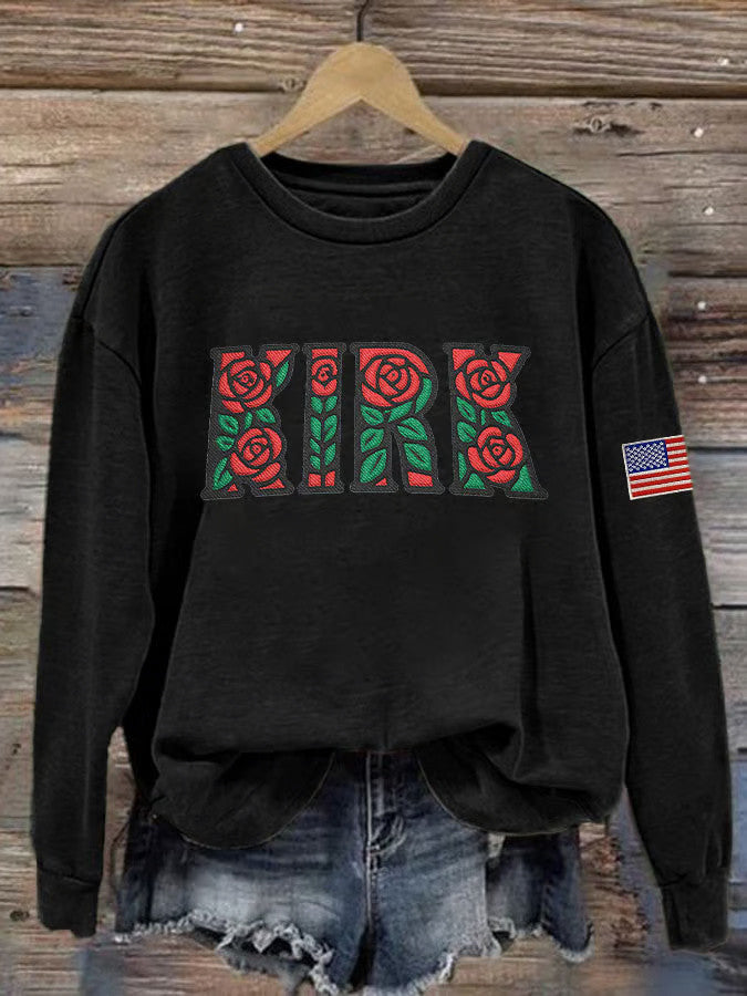 Charlie Kirk Sweatshirt Retro Rose Sweatshirt Patriotic Gifts For Women - Lilybirchmarket