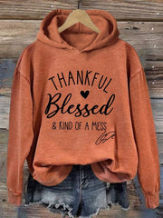 Charlie Kirk Thankful Blessed Hoodie Kind Of A Mess Charlie Kirk Signature Hooded Sweatshirt - Lilybirchmarket