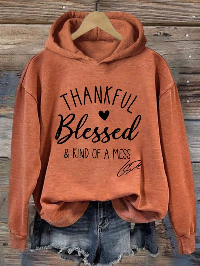 Charlie Kirk Thankful Blessed Hoodie Kind Of A Mess Charlie Kirk Signature Hooded Sweatshirt - Lilybirchmarket